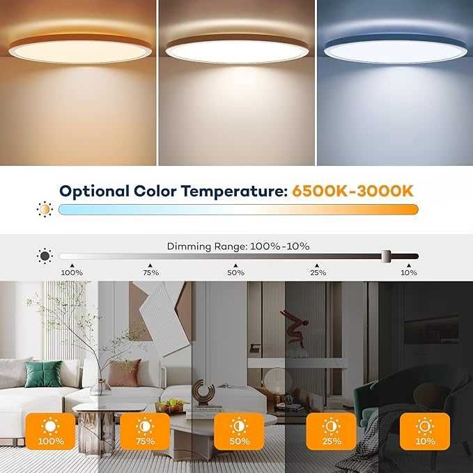 Plafon lampa LED 30cm 24W 3 tryby barwy regulacja jasności pilot, nowy