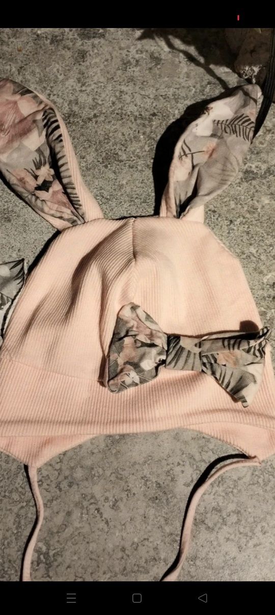 Komplet wiosenny prążek czapka i chusta  czapka plus komin