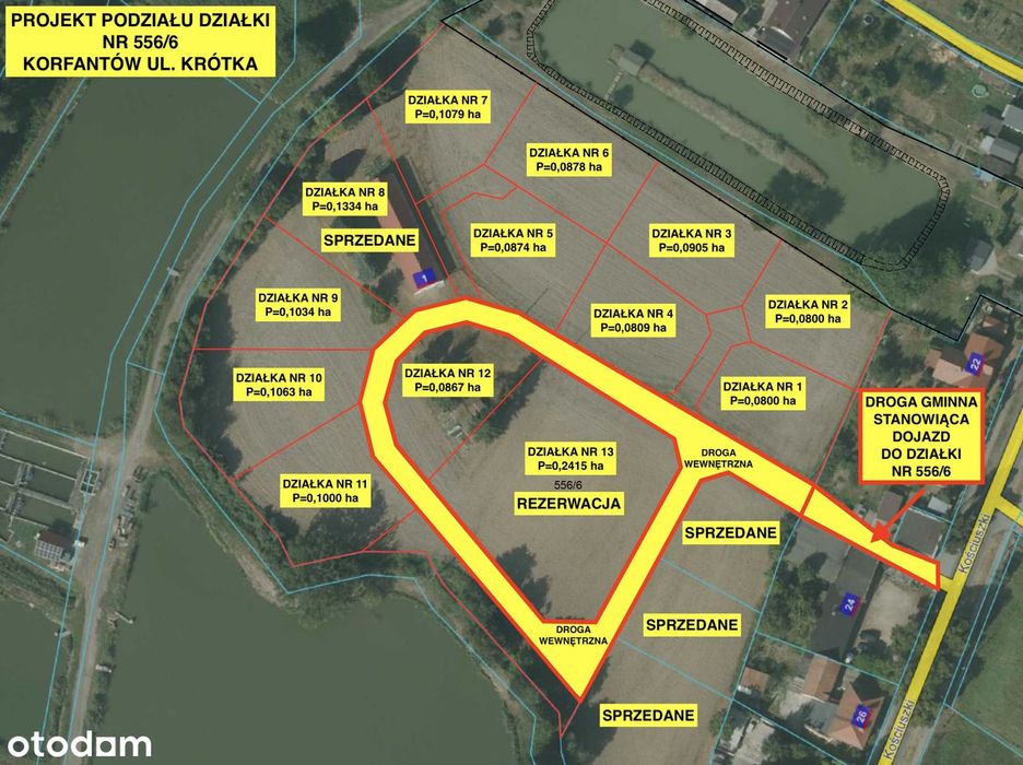 Działka budowlana nr 556/6 - Korfantów - ul. Krótka - 12000 PLN/ar