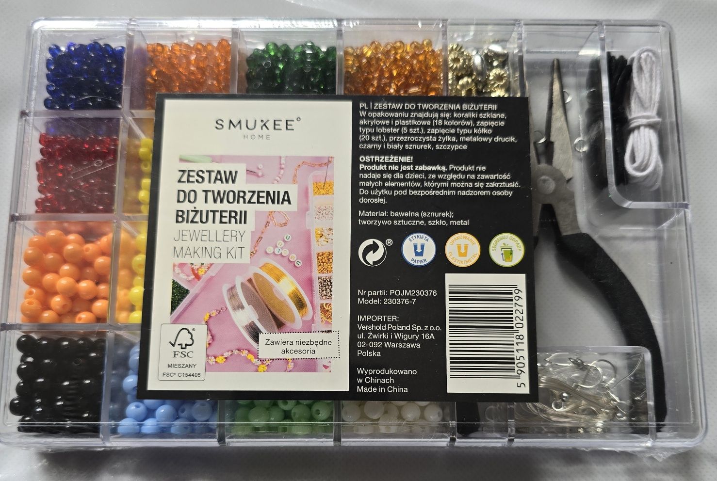 Koraliki do robienia biżuterii w pudełku + szczypce Nowe