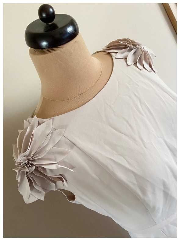 Semper sukienka midi bez nude pastele pagony basic xl okazje beżowy