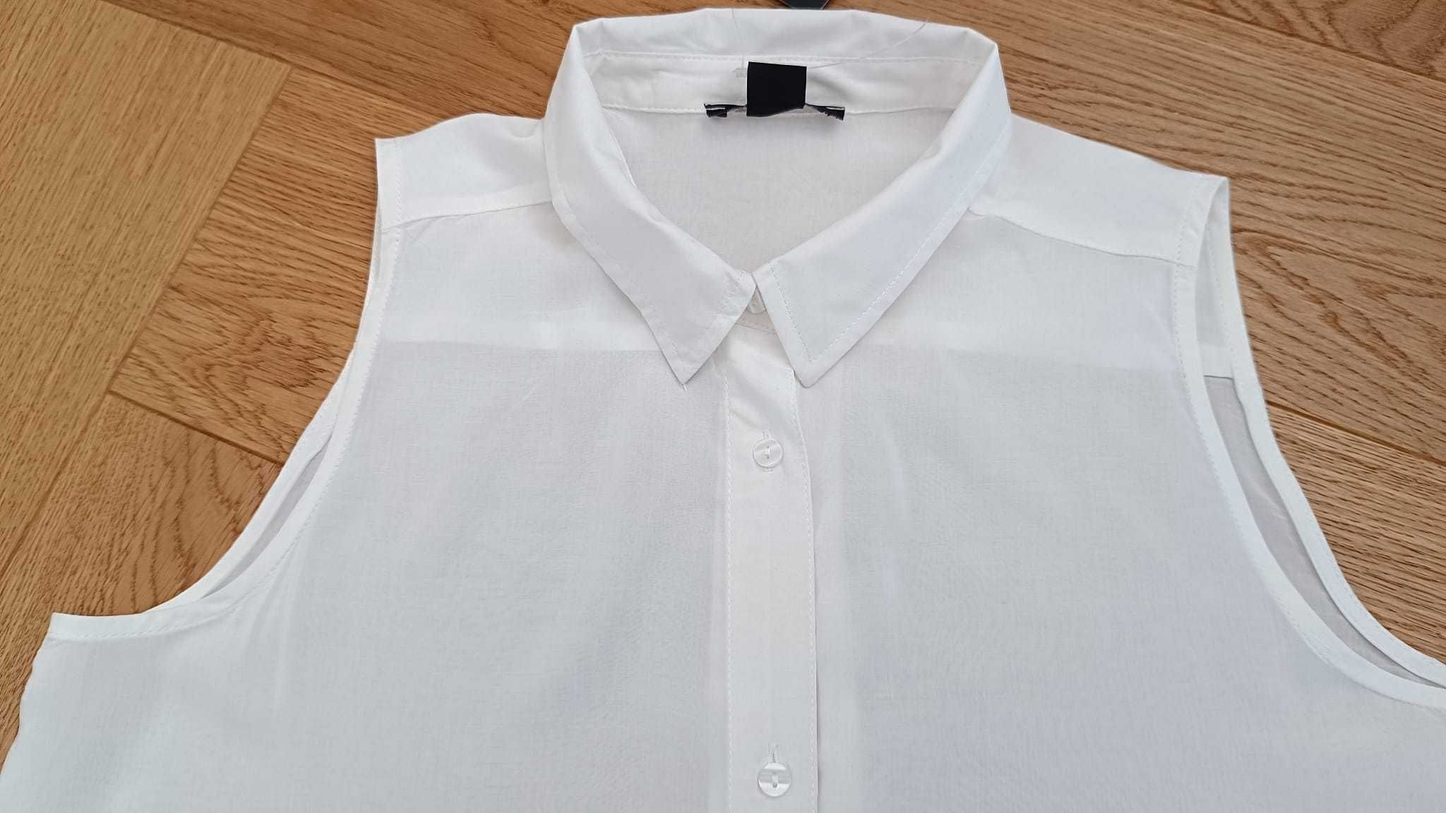Nowa koszula bluzka damska 40 L wiskoza długa biała śmietanka
