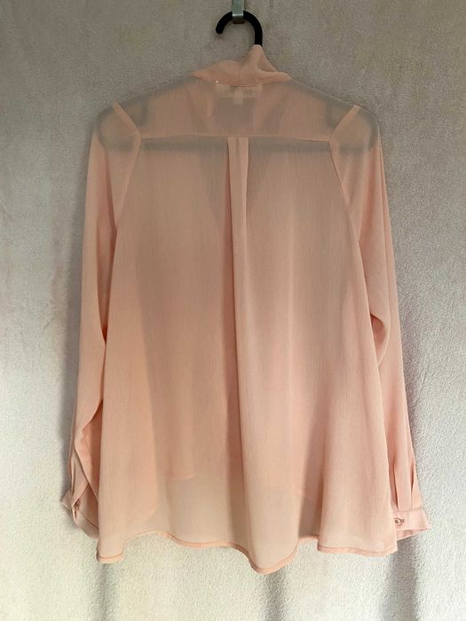 Lekka koszula asymetryczna z wiązaniem pod szyją zwiewna długi rękaw