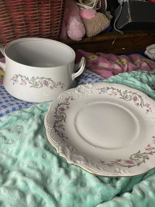 Zestaw porcelanowy Wałbrzych talerz plus misa