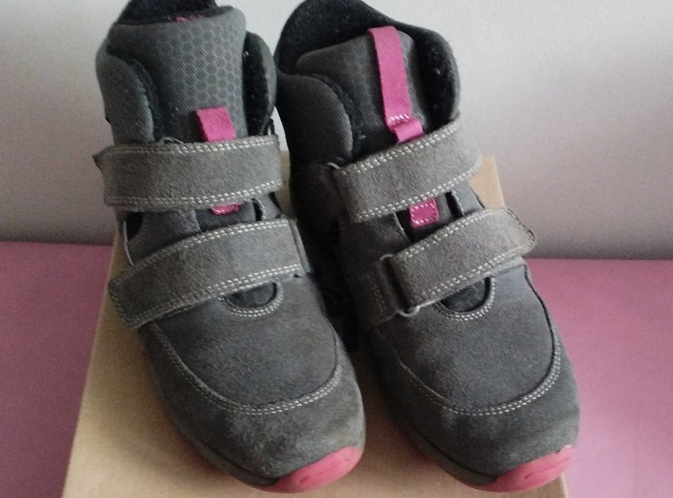 Trzewiki ocieplane BARTEK, dla dziewcząt, różowo-szary - r.36