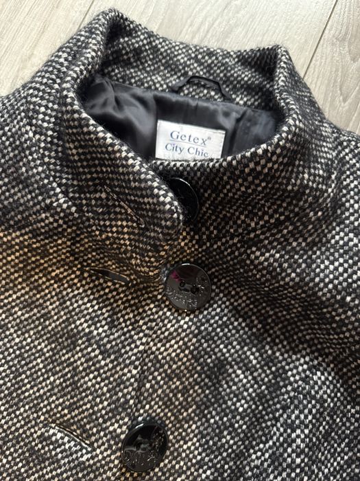 Czarny płaszcz melanż wełniany jak nowy r.L