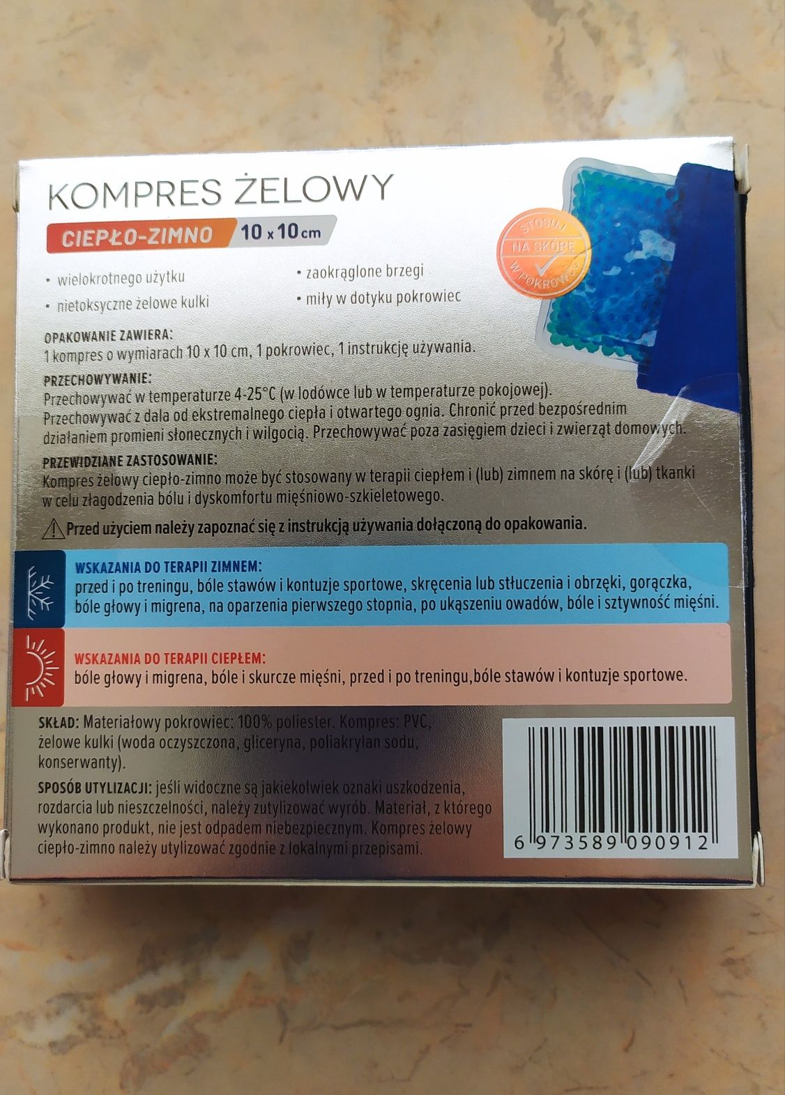 Kompres żelowy ciepło-zimno 10 x 10 cm
