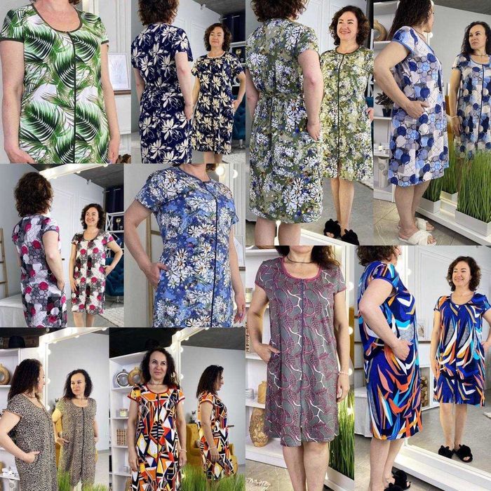 Якісний бавовняний халат на блискавці 44-64