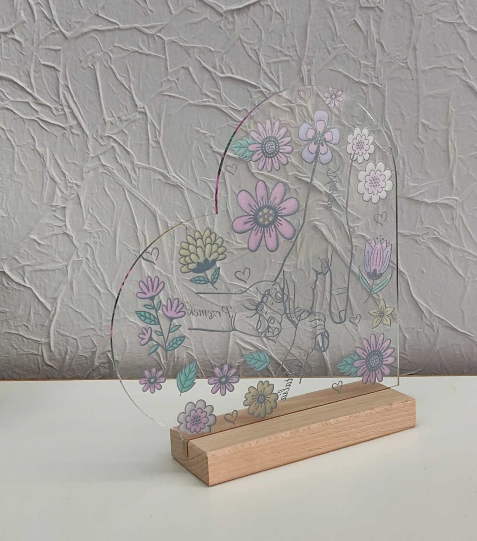 Statuetka serce dzień mamy taty dłonie 1-6 dzieci rodzic kwiaty 3D ple