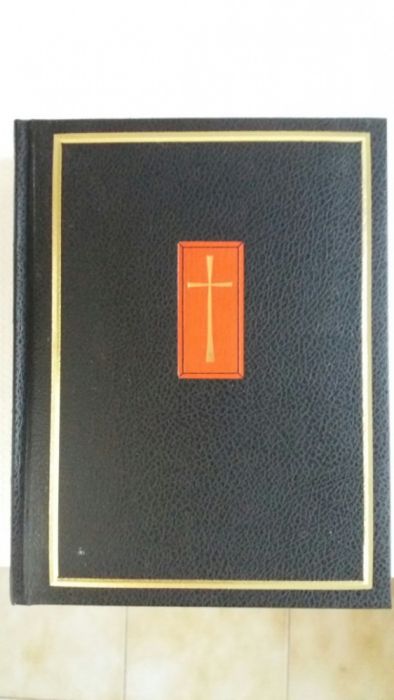 Bíblia sagrada com ilustrações - Capa em pele com gravações a ouro