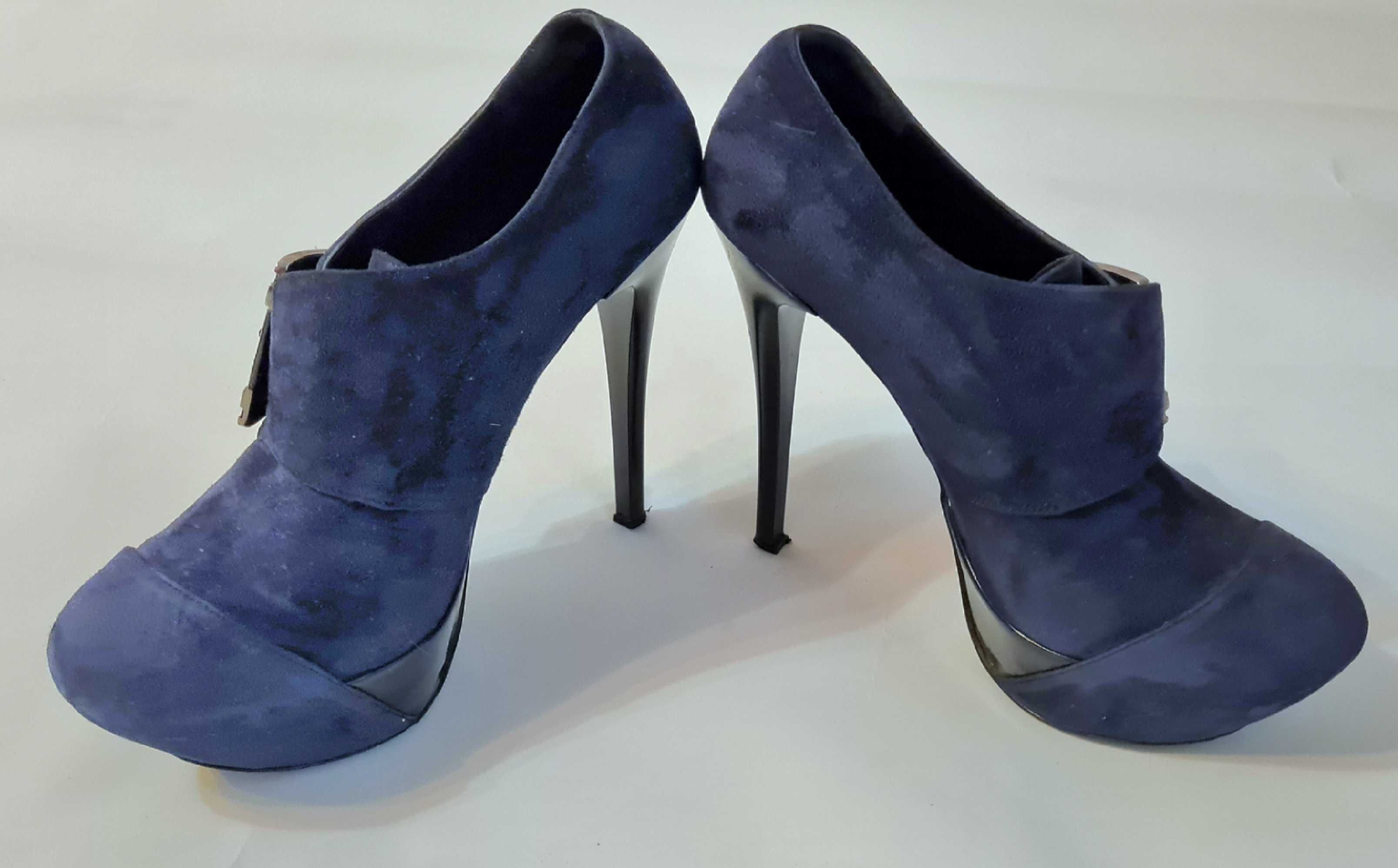 Туфли женские замшевые синие на каблуке размер39