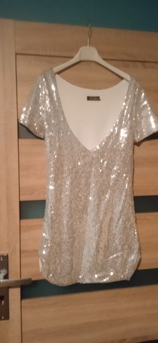 Damska dłuższa bluzka/ tunika/ krótka sukienka cekinowa Fashion