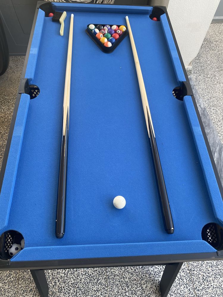 Mesa de jogos 4 em 1 snooker pingpong iice e matraquilhos