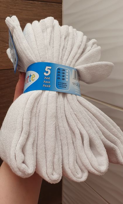 Białe skarpetki frotte frota 43-46 ciepłe thermo 5 par pakiet