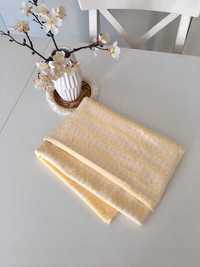 Obrus na stół cottage boho cotton bawelniany pastel złoty biały 160x92