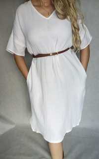 Soyaconcept organiczna bawelna bawelniana sukienka biała r. L