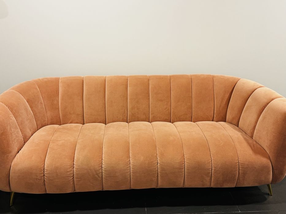 Sofa 3 lugares rosa/salmao