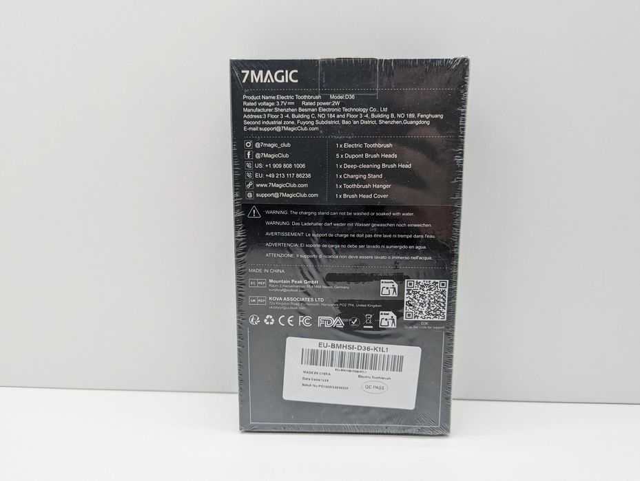 Szczoteczka elektryczna 7MAGIC 5 trybów 5 końcówek czarna