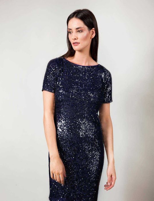 MOLTON granatowa cekinowa sukienka stan IDEALNY