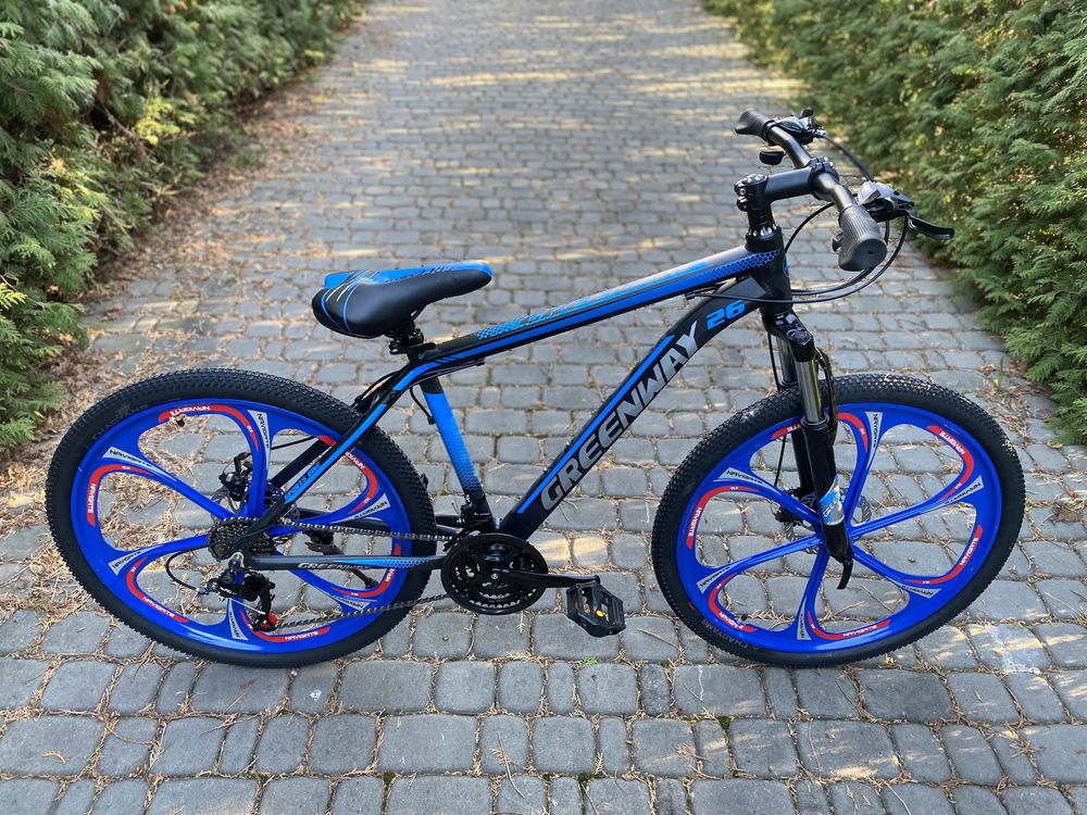 Гірський велосипед Greenway 26 Black-blue на литих дисках