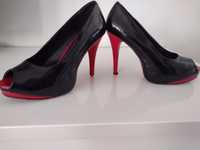 Buty damskie czerwono czarne włoskie