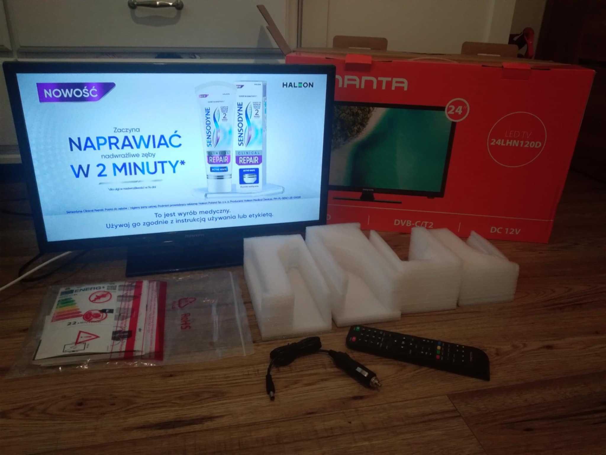 Telewizor Manta 24 cale DVB-T2 HEVC 265 , TIR 12 V i 230 V Wysyłka OLX