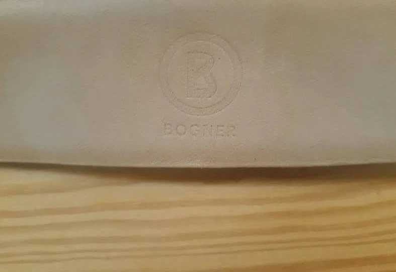 BOGNER nowy pasek skórzany 70 cm szary jasny szeroki 4 cm skóra węża