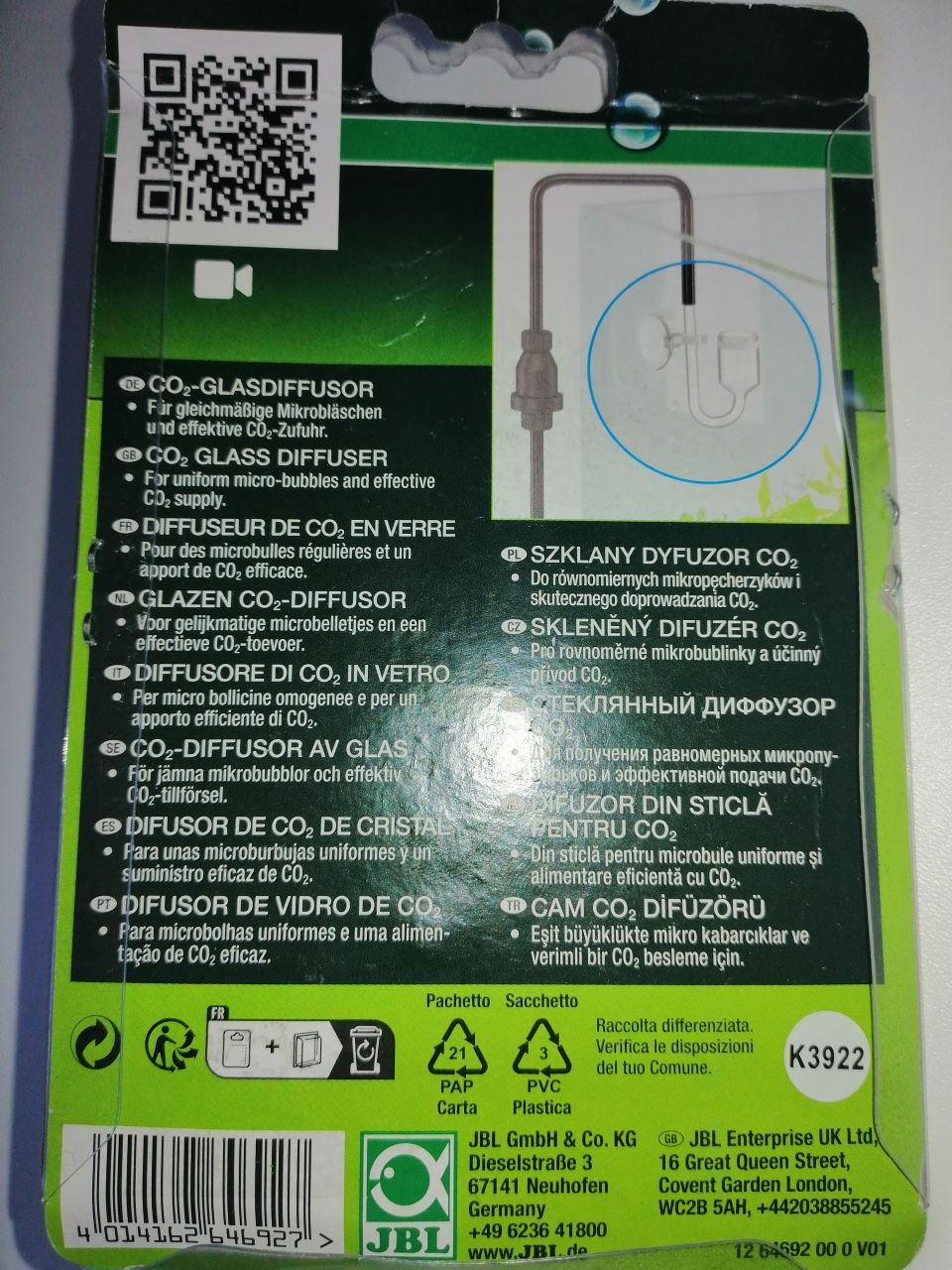 JBL Pro flora Szklany dyfuzor CO2 taifun Glass mini
