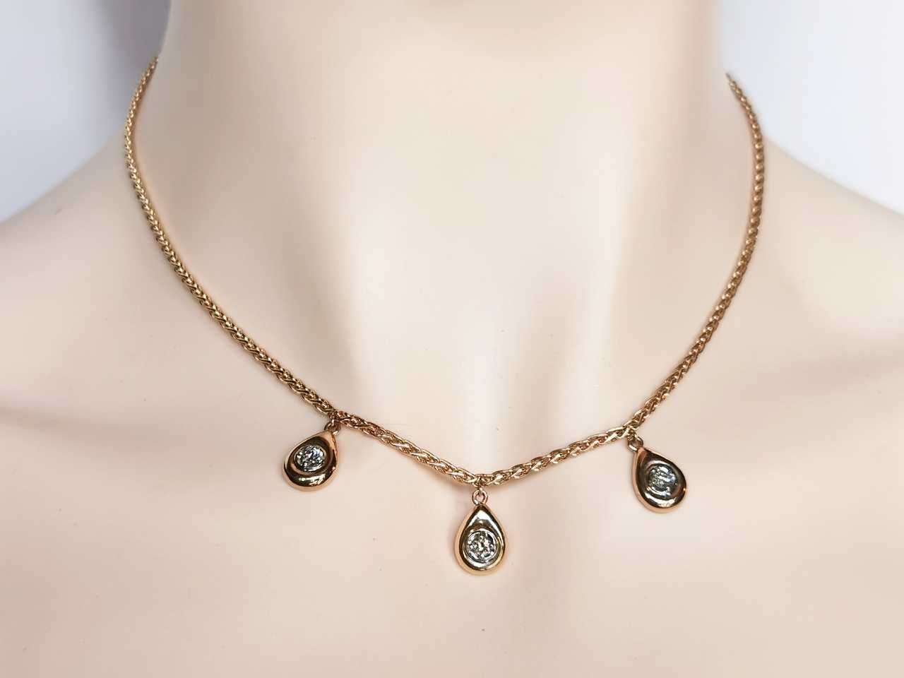 naszyjnik złoto 14K 585 diamenty brylanty 0,26 ct 6,73 g certyfikat