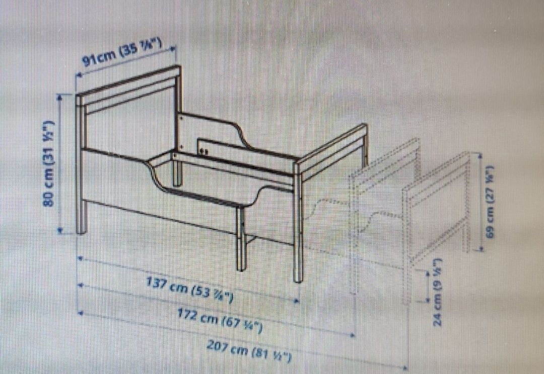 Sundvik rozsuwane łóżko, ze stelażem oraz materacem IKEA 80x200 cm