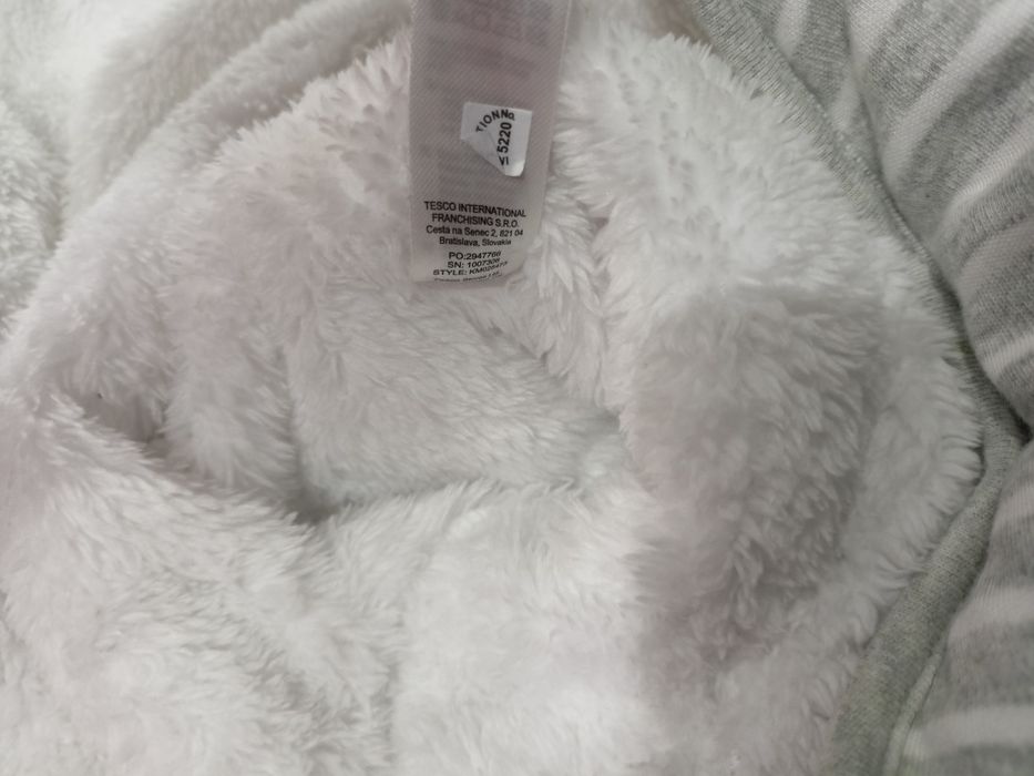 F F 56 62 kombinezon dresowy ciepły pajac miś z uszami zimowy przejsci