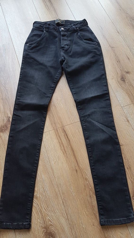 Siksilk jeansy męskie spodnie dżinsy skiny slim fit czarne