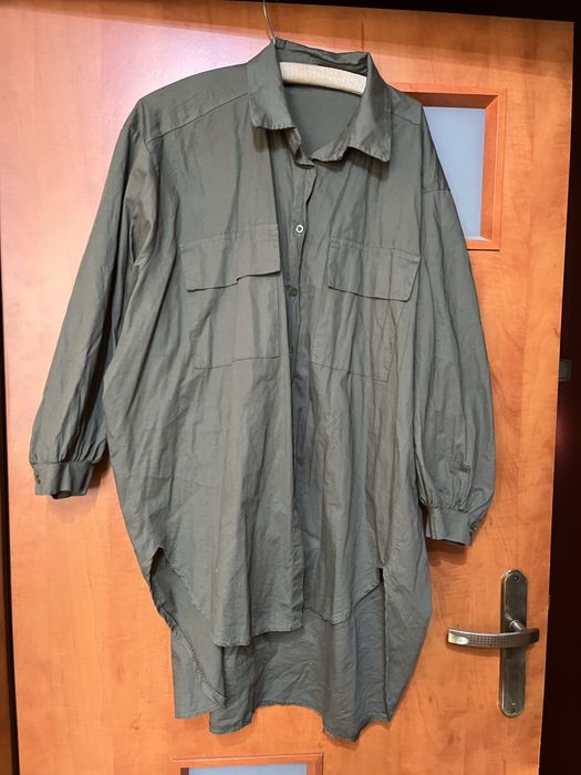 Koszula ciemna zieleń khaki asymetryczna