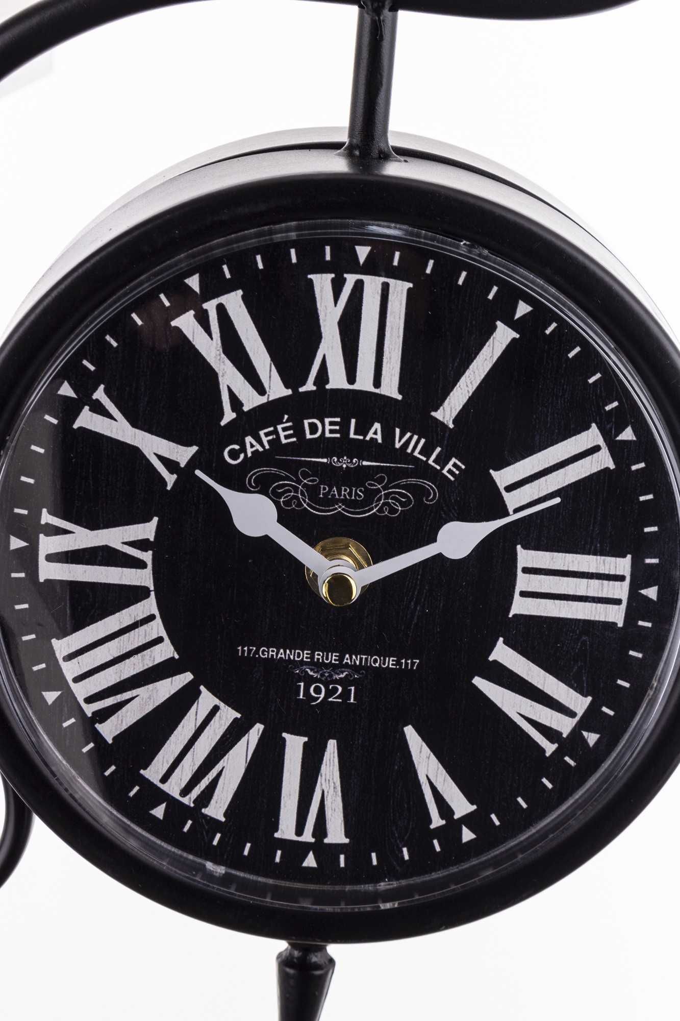 Stylowy czarny dwustronny zegar ścienny dworcowy retro vintage 164070