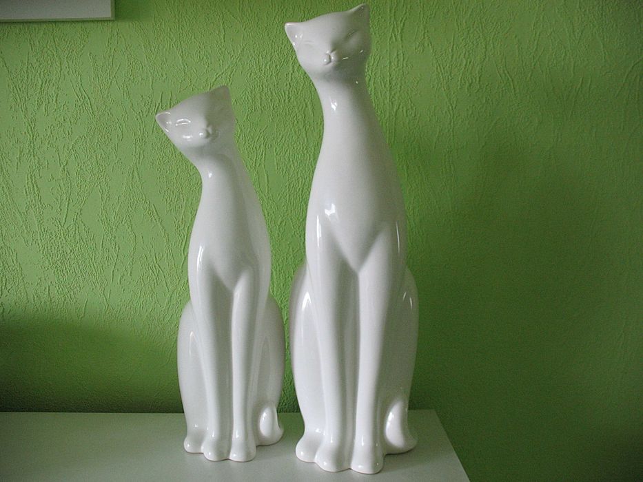 Kot - duża figurka - porcelana - 48 i 41 cm