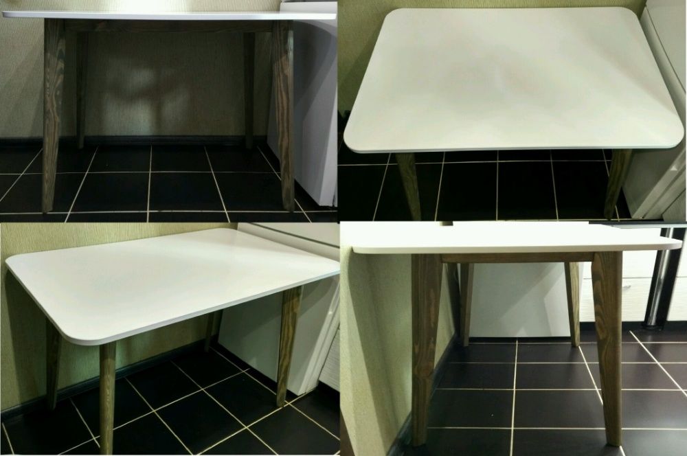 СТОЛ БЕЛЫЙ Мягкий Квадрат с Закругленными Углами Кухонный Обеденный