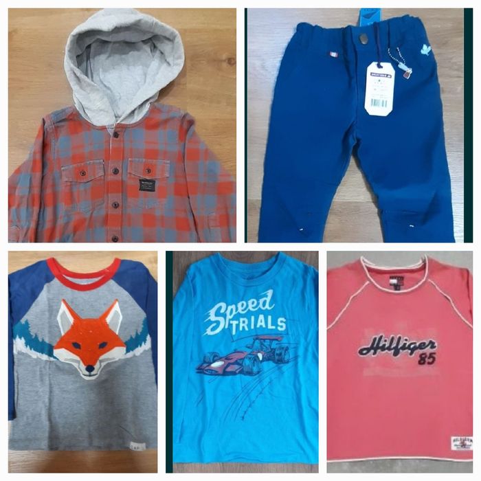Camisa flanela, sweats calças Quicksilver, GAP e Tommy,menino 4 Anos