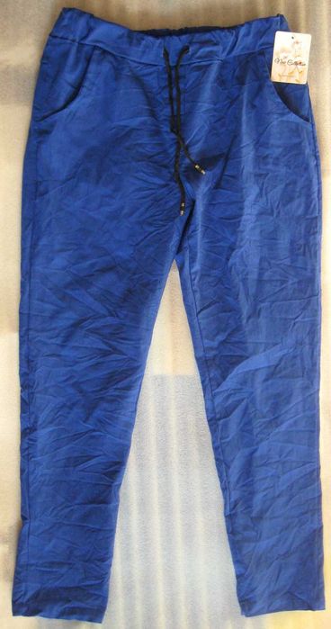 Spodnie damskie gnieciuchy - chabrowe