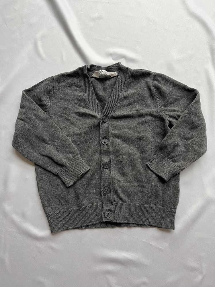 Bawełniany dzianinowy sweterek szary h&m 98/104