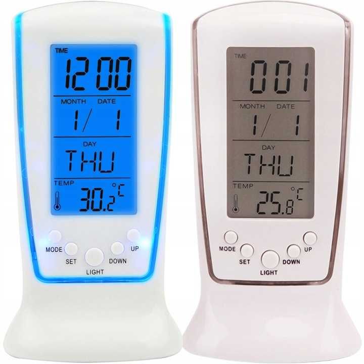 Stacja pogody budzik zegar elektroniczny termometr data led