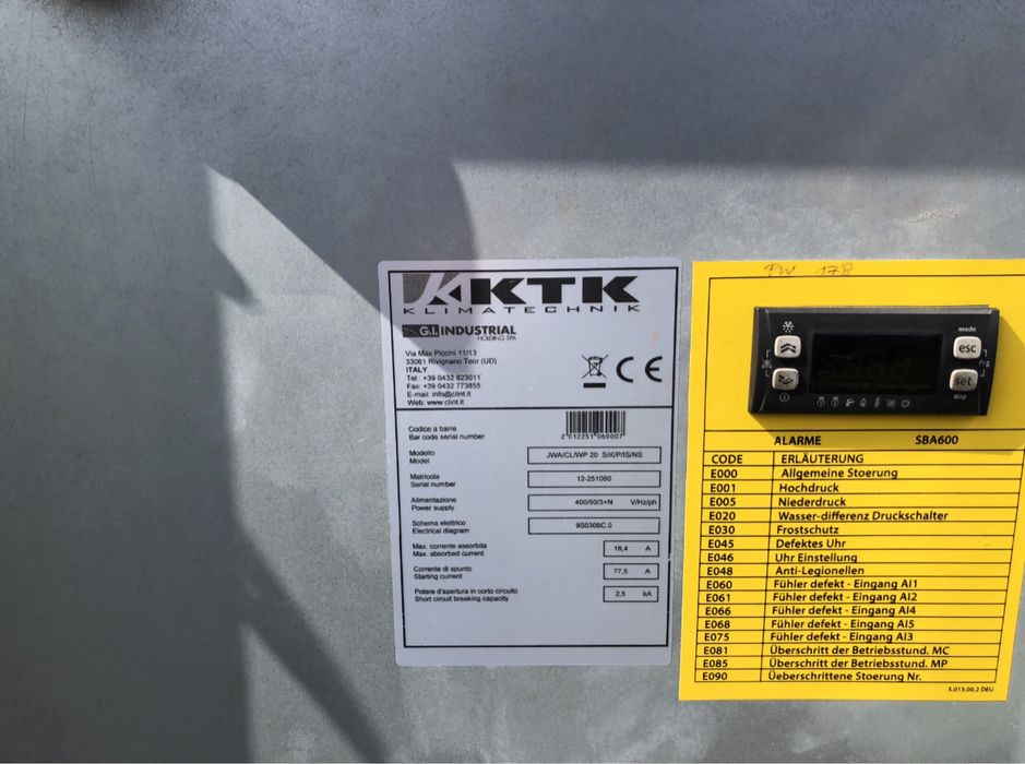 Б/у чіллер-тепловий KTK 20 кВт. 2015 рік.