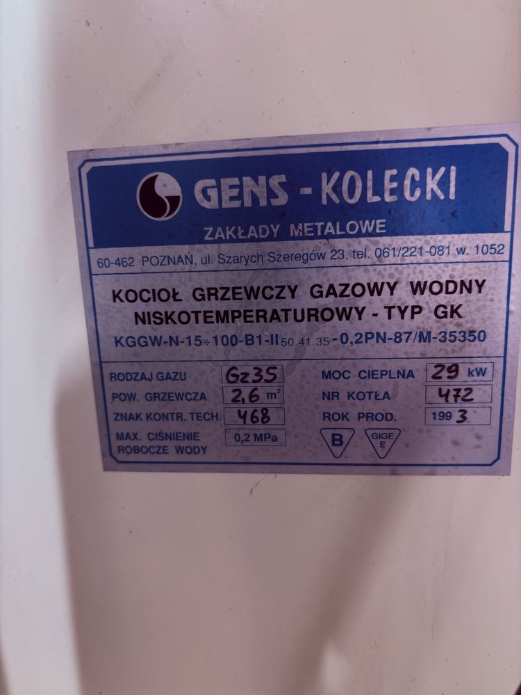 Piec gazowy centralna+woda uzytkowa
