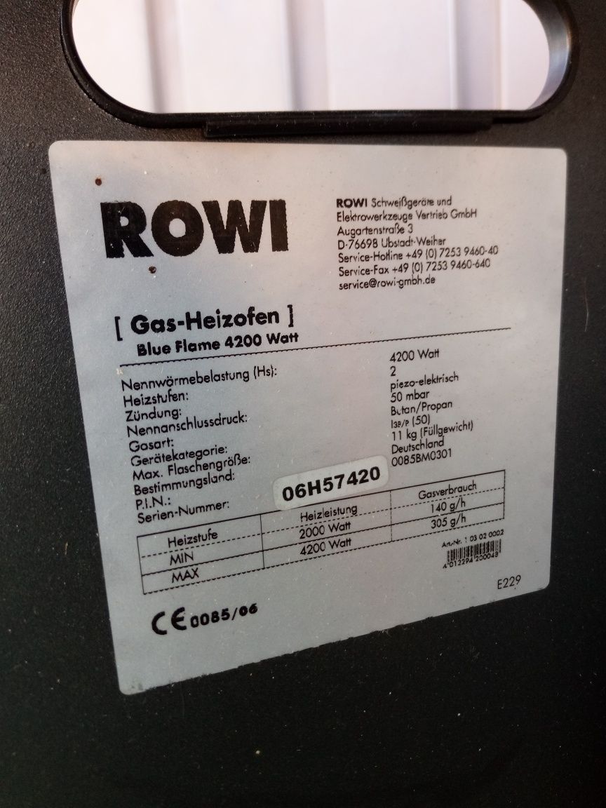 Piecyk gazowy z katalizatorem ogrzewacz gazowy wężem reduktorem 4,2kW
