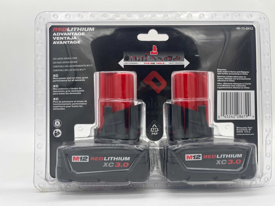 Milwaukee M12 XC 3.0Ah Аккумуляторная Батарея\100% Оригинал\ Новые!!!
