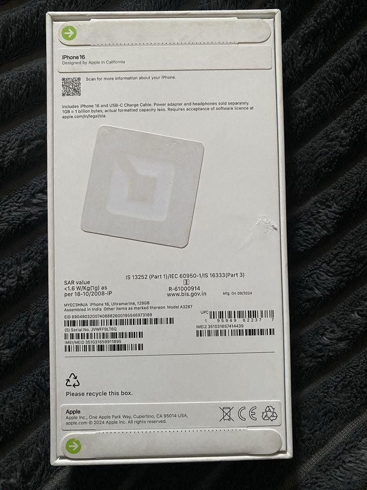 Продам новий Iphone 16, Ultramarine, 128 GB