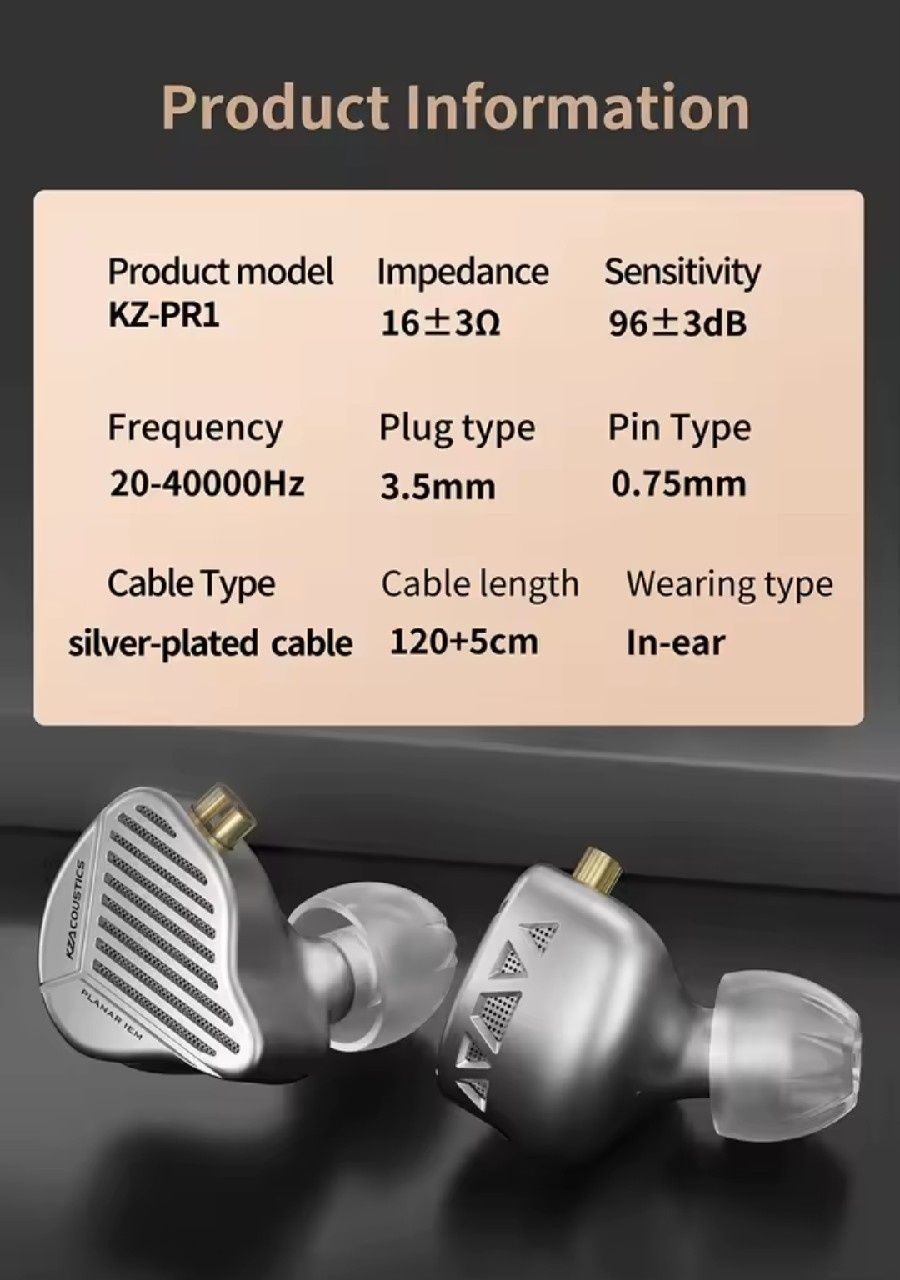 KZ PR1 HiFi Edition 13.2mm Planar Driver no Mic.