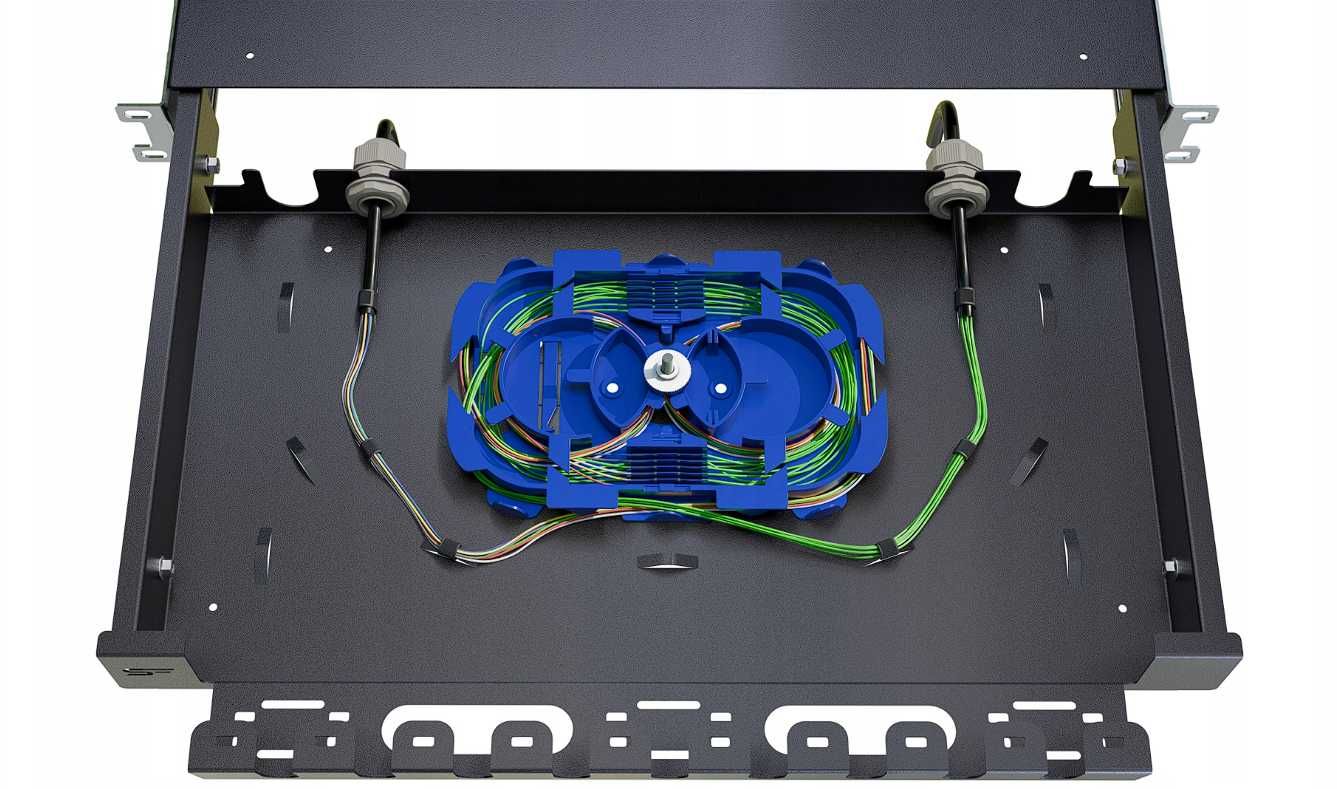 Przełącznica Szuflada Zapasu Kabla Patchcord do Szaf RACK 19" 1U