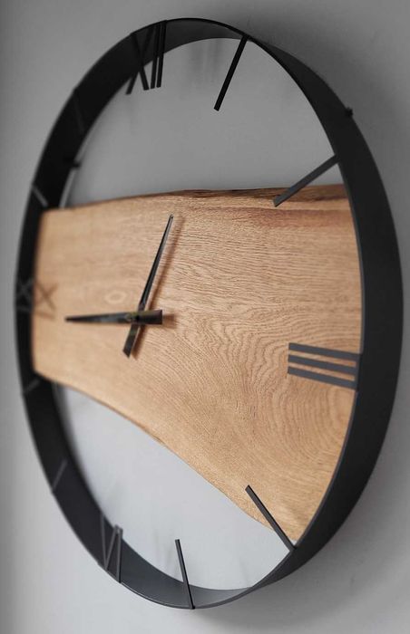 Zegar ścienny 60cm naturalne drewno dębowe. Loft, Rękodzieło Prezent