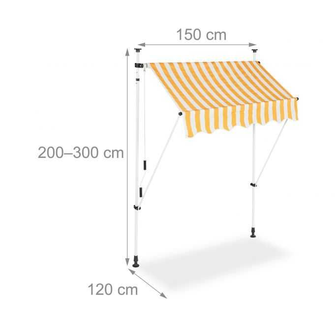 Markiza rozporowa tarasowa biało-żółta 150x120