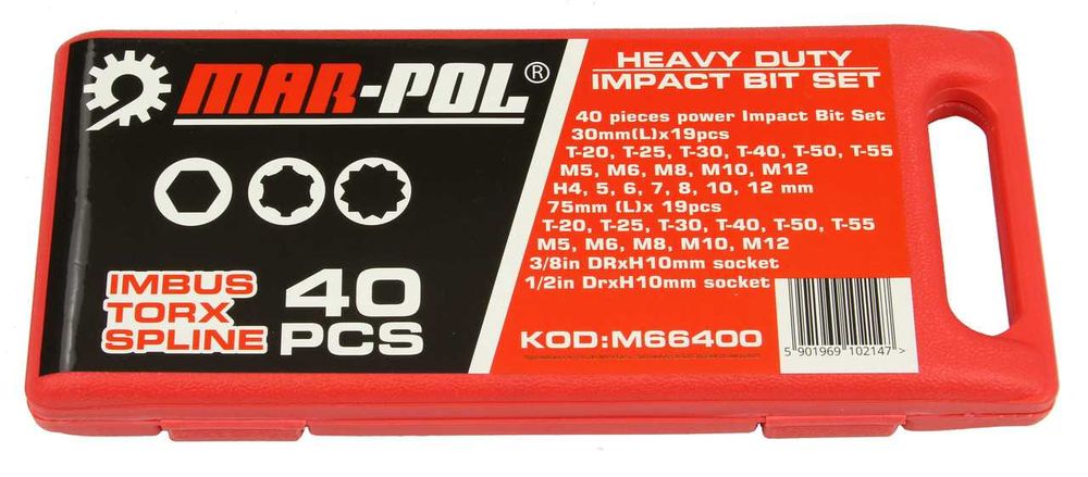 ZESTAW KLUCZE TORX SPLINE IMBUS 40el. Bity Komplet Końcówki bitów